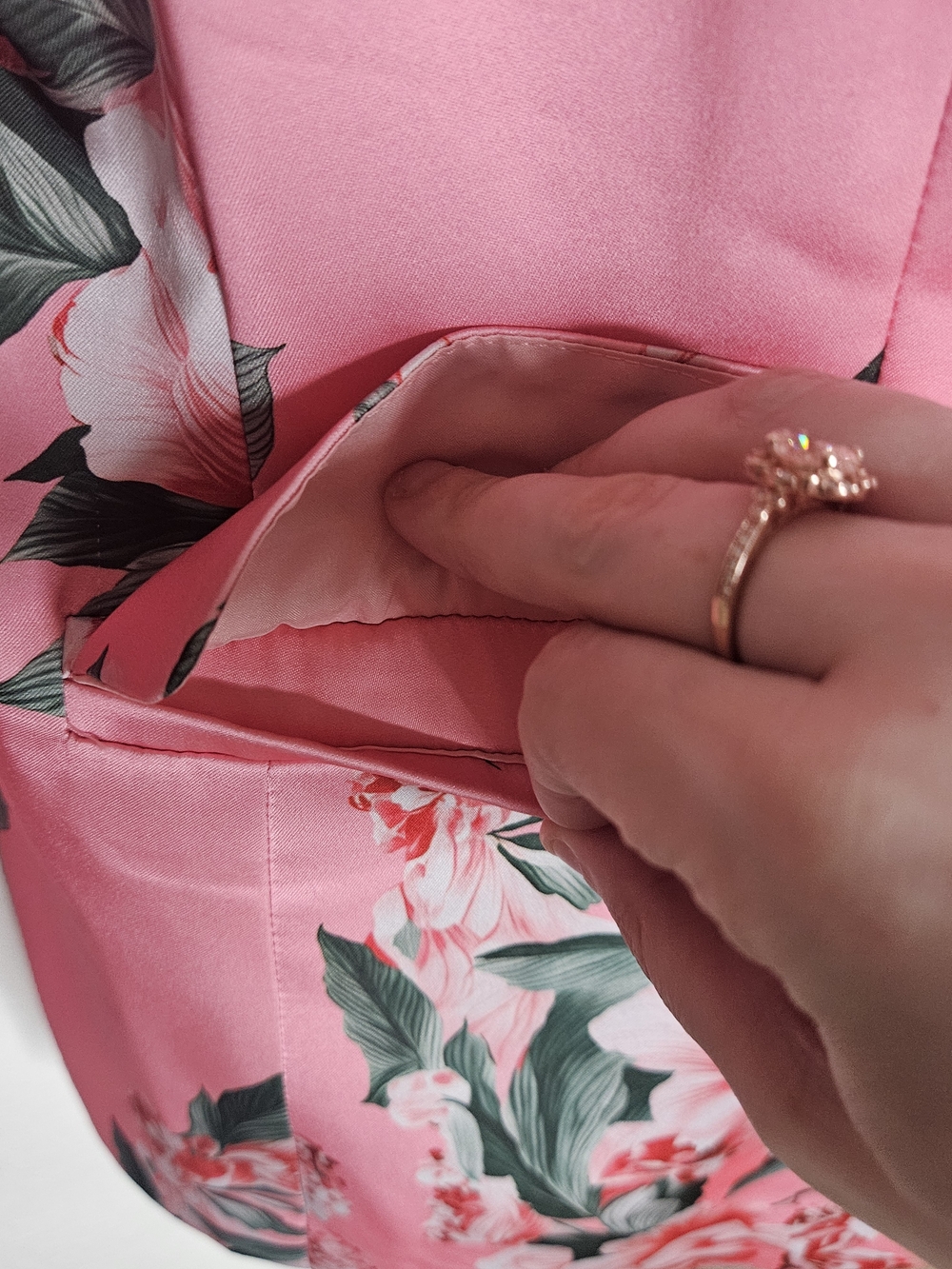 Pink Floral Satin Blazer Jacket Women’s Large Single Button Statement Jacket - Picture 4 of 9